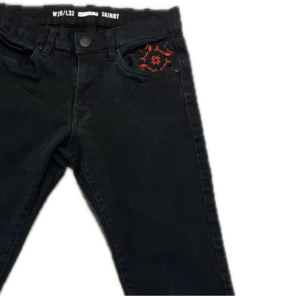 Women's Black Jeans with Ukrainian Embroidery